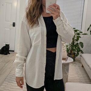 LOFT Off-White Button-Down Shirt